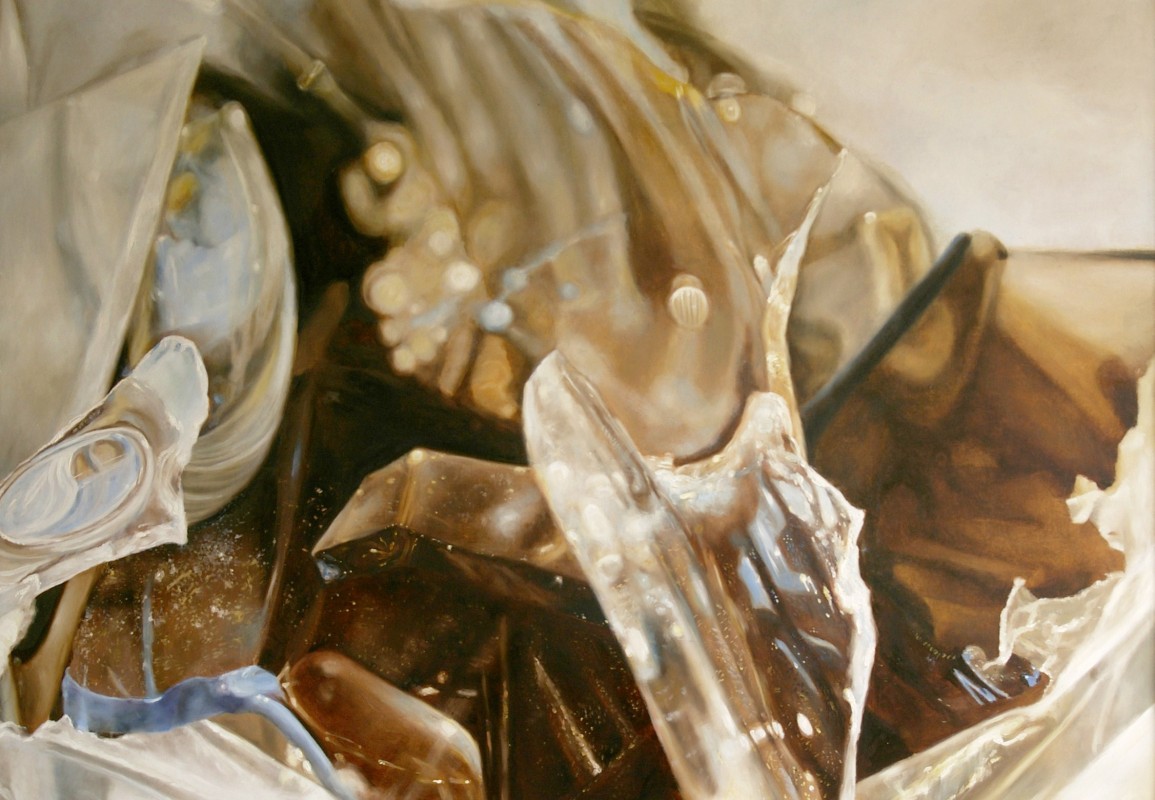 broken glass - blanka valcharova 2003, oil on board, 150 x 115  cm